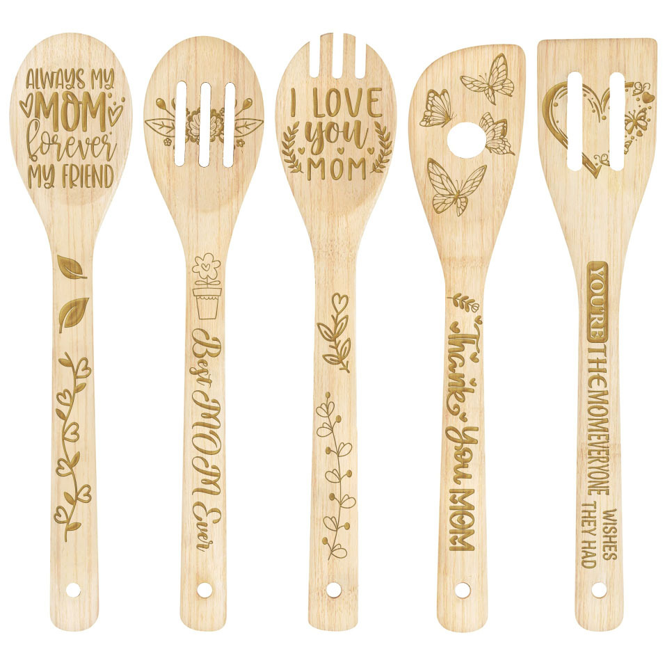 Mom Wooden Kitchen Utensils Set, Decorative Wooden Cooking Spoons And  Spatulas Set For Mother's Day, Non-stick Cookware, Kitchen Gift For Mom,  Perfect For Cooking, Gifting And Decorating, Kitchen Supplies, Birthday  Gift, Home