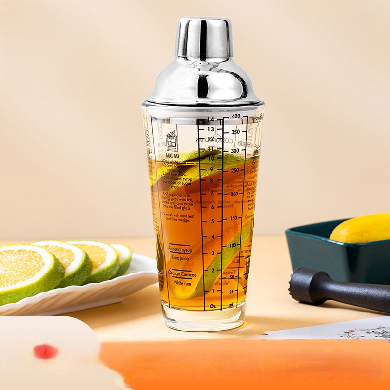 1pc 700ml PC Cocktail Shaker Bottle With Scale, Minimalist Clear Bar Shaker  For Bar