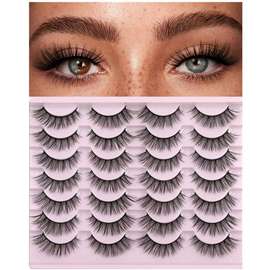 14 pairs of natural looking fluffy 3d faux mink cat eye lashes get the wispy look