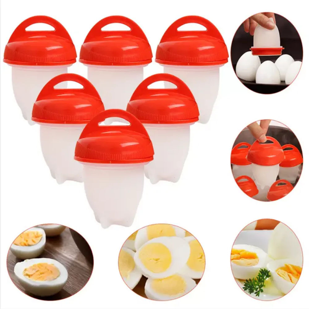 Eease 3pcs Silicone Egg Cup Holders Boiled Egg Serving Cups Creative Heat Resistant Egg Cooker Cups (Red), Multicolor