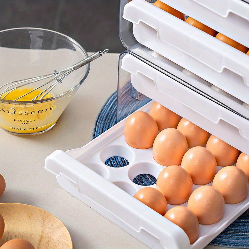 2-layer Drawer Type Egg Storage Organizer: Stackable, Clear Plastic Egg  Holder For Your Refrigerator! - Temu