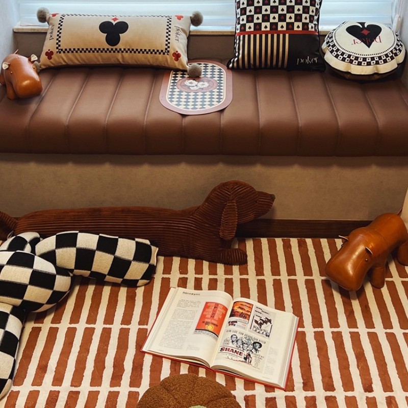 Retro Square Brick Floor Mat Soft Carpet Non-slip Carpet Bedroom Blanket