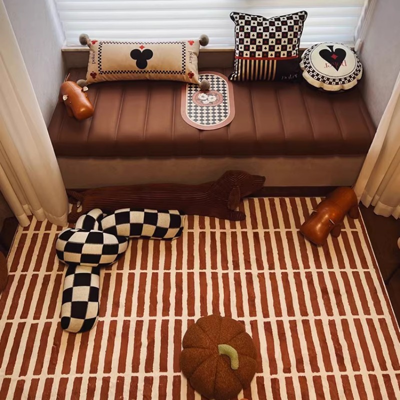 Retro Square Brick Floor Mat Soft Carpet Non-slip Carpet Bedroom Blanket