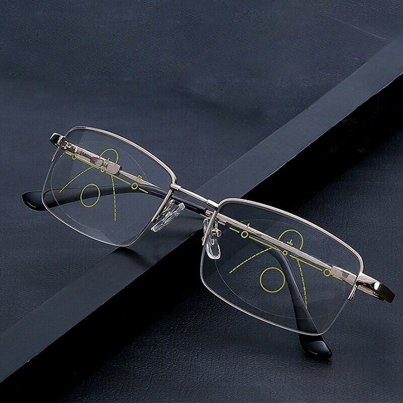 1pc Mens Metal Far And Near Dual Use Bifocal Glasses Automatic Zoom Glasses  1 0 To 4 0, Don't Miss These Great Deals