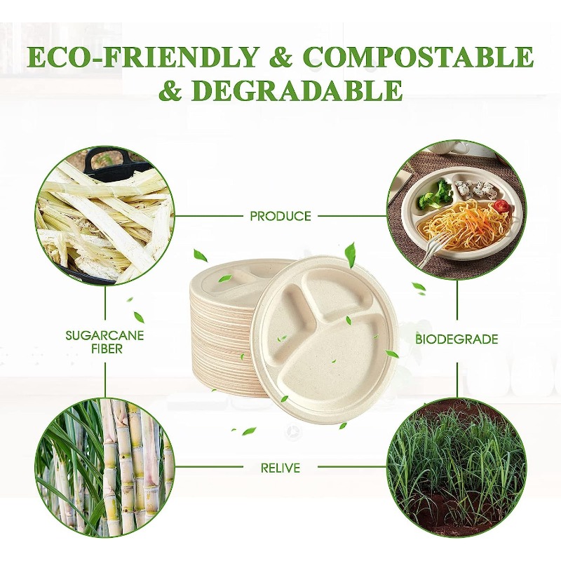 100% Compostable 10 Inch Heavy-Duty [125-Pack] Eco-Friendly