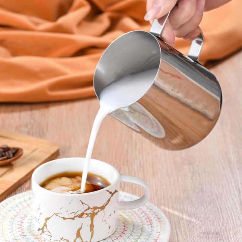 Milk Frothing Pitcher,pull Flower Cup With Temperature  Identification,espresso Steaming Pitcher, Espresso Machine Accessories,milk  Frother Cup, Milk, Coffee, Cappuccino, Latte, Stainless Steel Jug - Temu