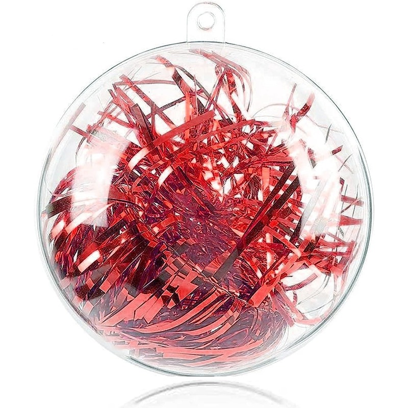 Clear Plastic Fillable Christmas DIY Craft Ball Ornament - Pack of 10