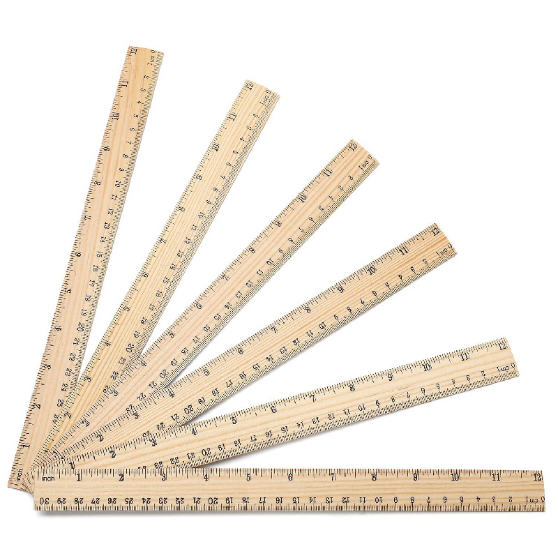 KEILEOHO 96 Pack Wooden Rulers, 12 inch Pine Wood School Ruler Measuring for Home, Student, Office Tailor Shop, Factory and More, 2 Scales - 12inch