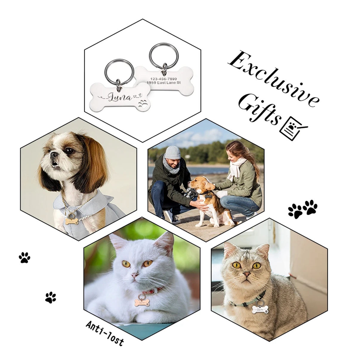 Médaille Os personnalisée pour Chien & Chat avec photo