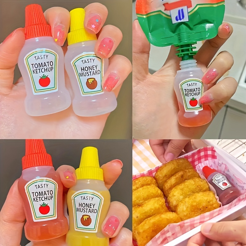 Portable Mini Ketchup and Salad Dressing Bottles for Bento Boxes