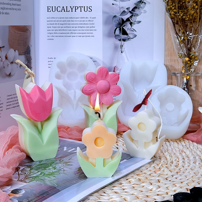 Flower Silicone Candle Mold Soap Wax Making Aromatherapy Crafts Decor Home  V9U4 