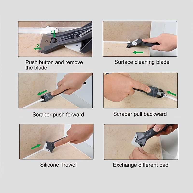 Caulking Tool Kit, Silicone Joint Sealant Spreader Spatula Scraper, Edge  Repair Tools, Floor Tile Edges Cleaner - Temu