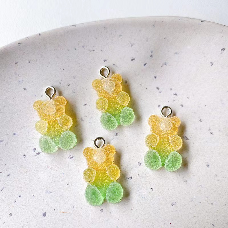 50Pcs Candy Color Gummy Mini Bear Charms for Making Cute Earrings