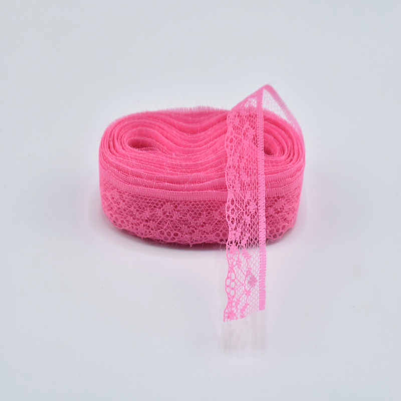 Fuchsia Lace Trim Ribbon 1 1/4 Inch Wide Pink Lace 