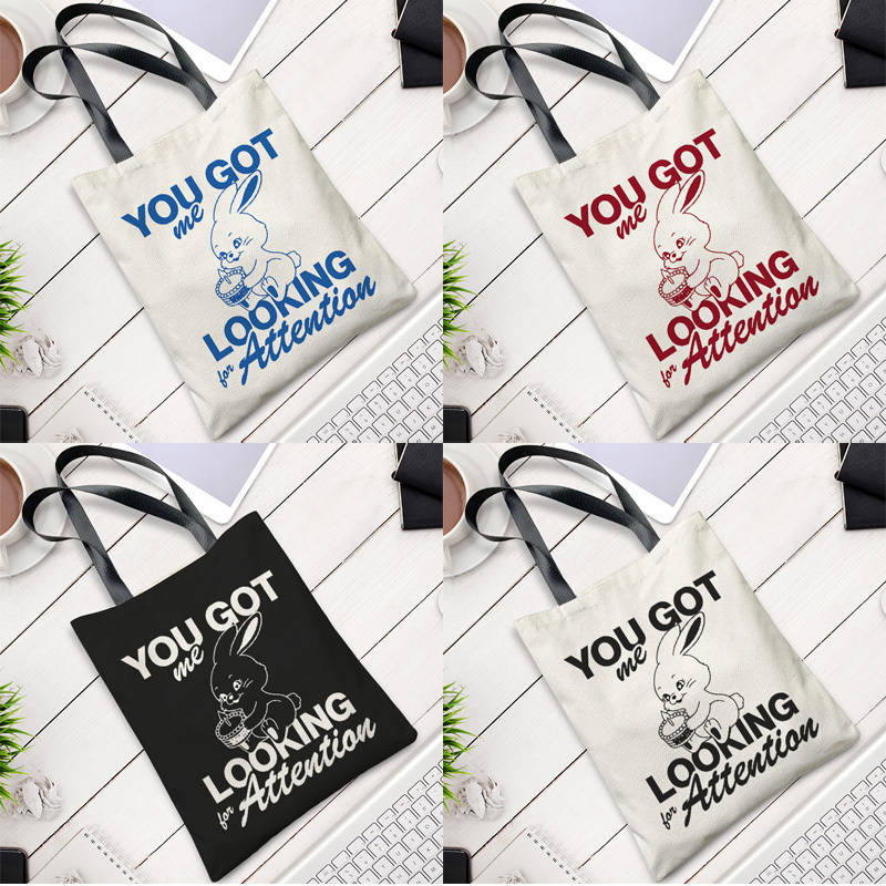 2023 Women Men Im Kenough Letter Funny Tote Bag Letter Pattern Tote Bags  Korean Style Shopper Bags Canvas Top Handle Bag