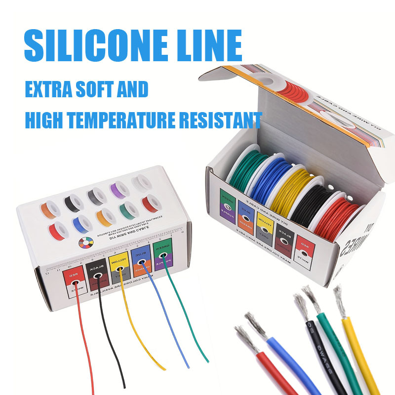 1 Set 22 Awg Stranded Wire 22 Gauge Tinned Copper Wire Flexible Silicone  Electrical Connection Wire Kit Outer Diameter 1 7mm 5 Colors 16 4 Feet 32 8  Feet Extra Soft High