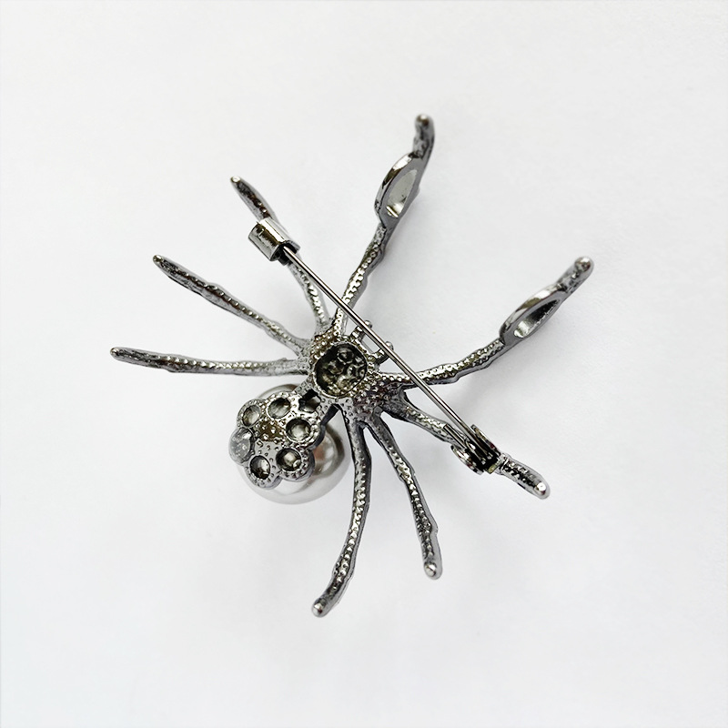 Black Spider Shaped Animal Theme Brooch Inlaid Faux Pearls - Temu