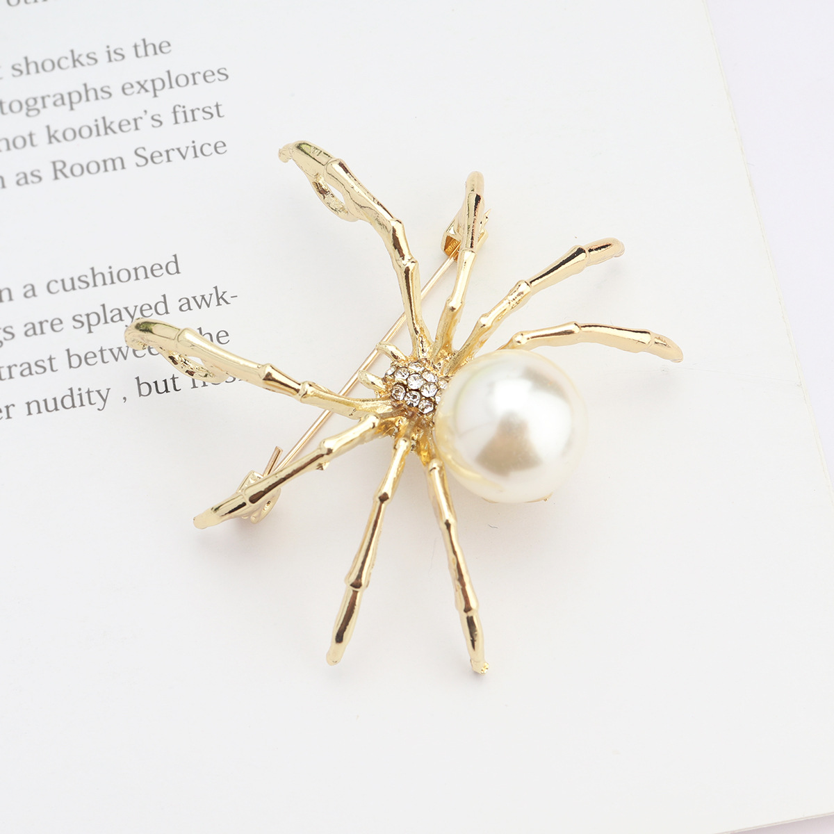 Black Spider Shaped Animal Theme Brooch Inlaid Faux Pearls - Temu