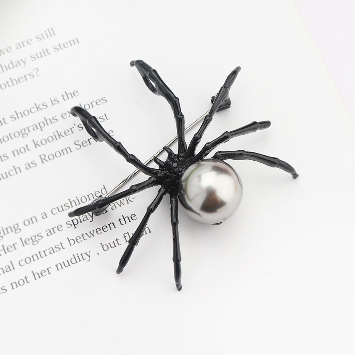 Black Spider Shaped Animal Theme Brooch Inlaid Faux Pearls - Temu