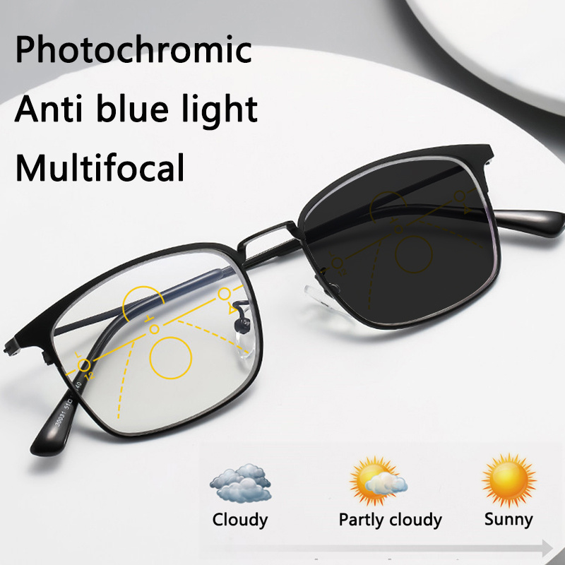 1pc Lunettes Progressives Photochromiques Multifocales Hommes