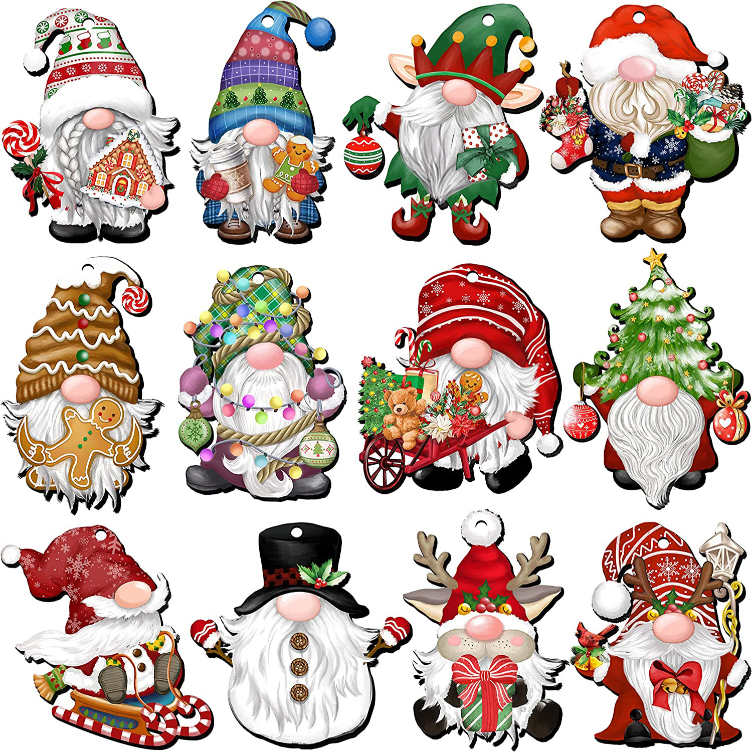 

24pcs, Gnome Christmas Wooden Hanging Ornaments, Tree Decorations, Yard Decoration, Yard Supplies, Party Decor, Holiday Supplies, Holiday Arrangement, Garden Decor