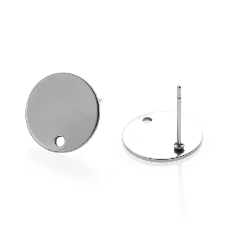 10pcs Stainless Steel Earring Findings Charms 8/10/12/15mm Settings Findings Making Lots Bulk