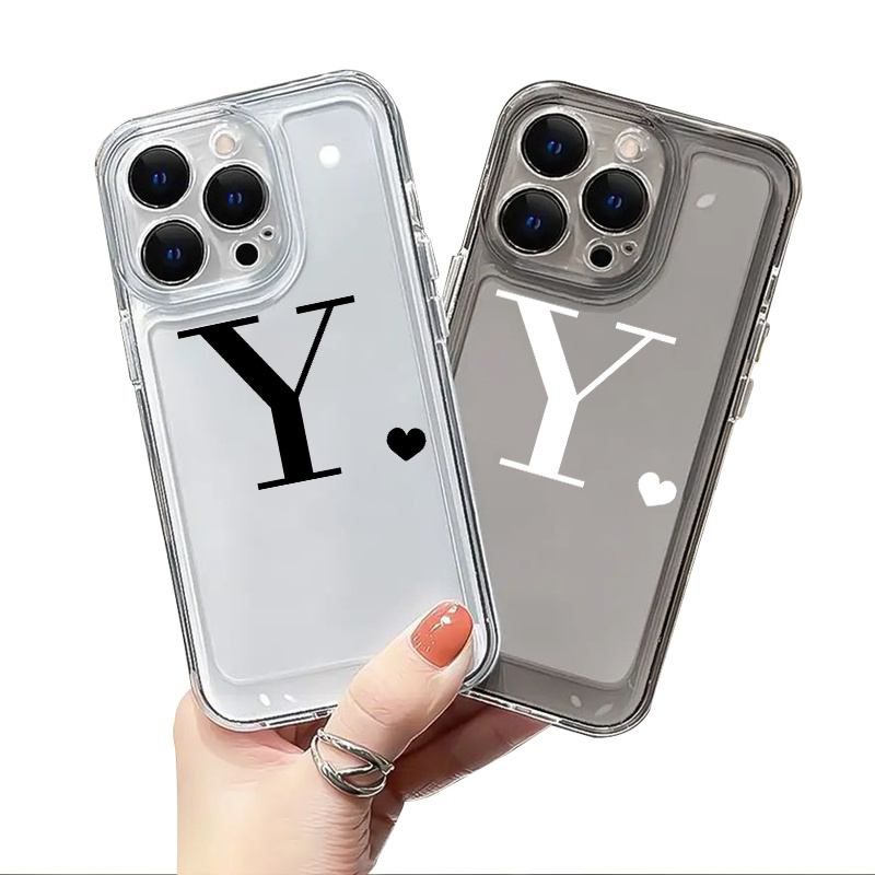 Heart & Letter Y Graphic Silicone Phone Case For Iphone 11 14 13