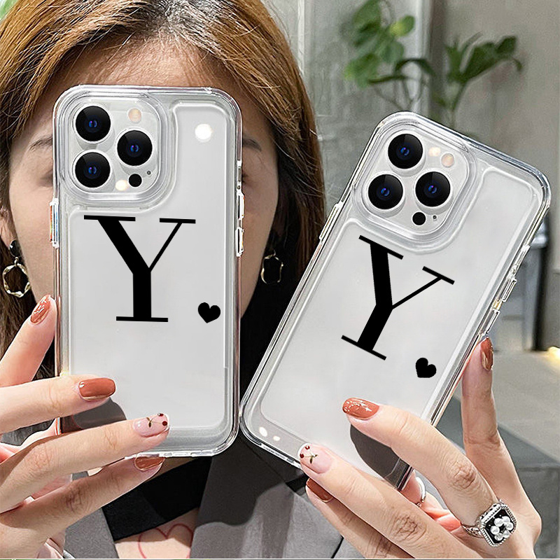 Phone Case With Heart & Letter Y Graphic Shockproof For Iphone 14 13 12 11  Pro Max X Xr Xs 7 8 Plus Bumper Back Soft Cover Phone Cases - Temu United  Kingdom