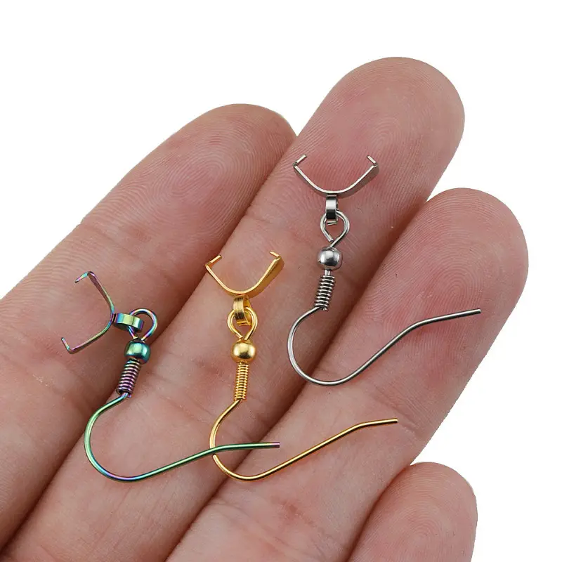 20 50pcs Stainless Steel Earring Hooks Bulk Golden Color Hypoallergenic  Earrings Making Clasp Wire Supplies For Diy Jewelry