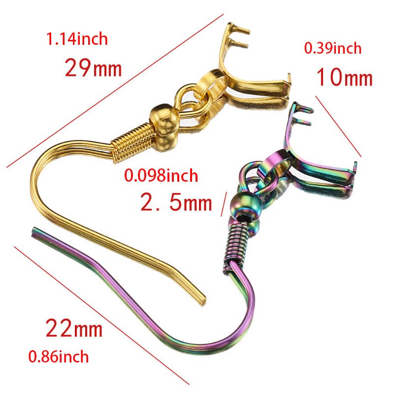  20pcs Stainless Steel Pendant Clasp Earring Hooks Ear Wire  Buckle Hoops Fish Hooks Dangle Earrings for DIY Crafts Jewelry Making  Accessories, Golden and Steel Color, 34 mm x 13 mm