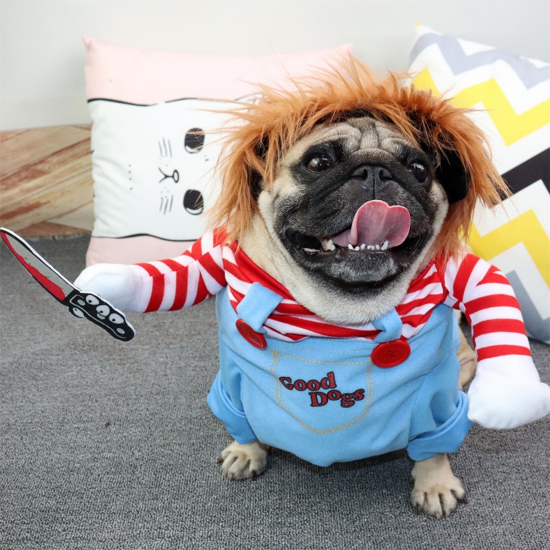 Dog Cat Pet Funny Costume Chucky Deadly Doll Pet Cosplay Pet Party Fancy  Costume