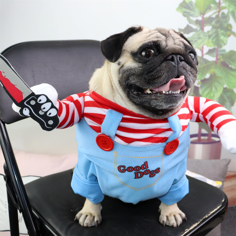 Deadly Dog Clothes Dog Costume Halloween Costumes for Dogs, Adjustable Dog  Cosplay Costume Funny Doll Wig Pug Dog Party Clothes Christmas Costume, Dog