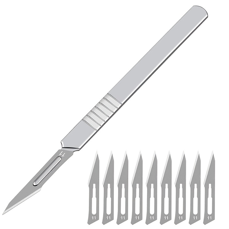 NT Cutter D-400 Basic Precision Scalpel Craft Knife Cutting Tool Set, with  5 Piece Blades, for Leathercraft, Papercraft, & Modeling