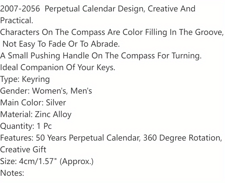 Perpetuo Calendario 50-Anni Gadget Lega Portachiavi zinco Anello uomo donna  dg