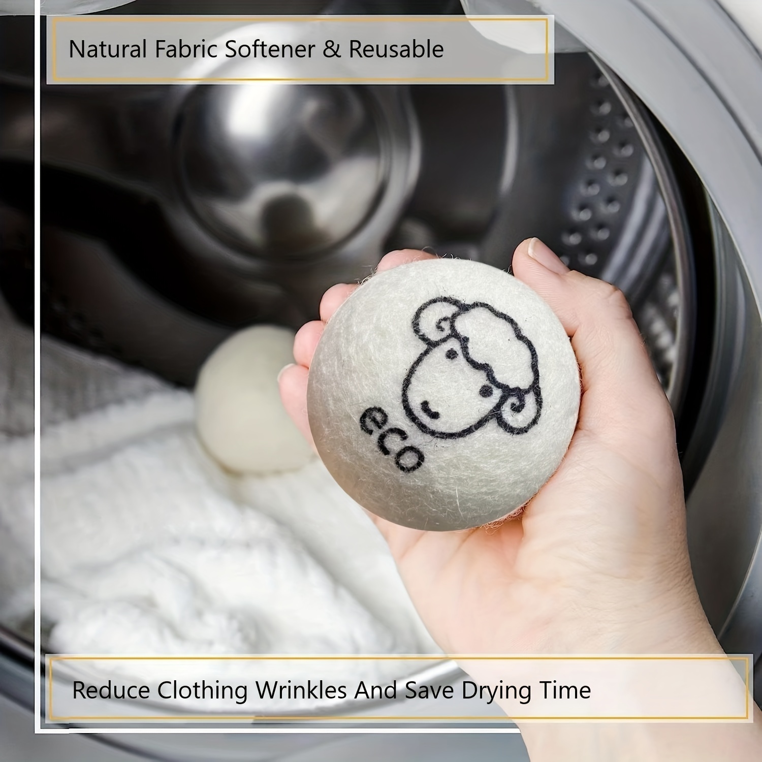 Boule de laine pour sèche-linge à séchage rapide, assouplissant  réutilisable, accessoires de machine à laver