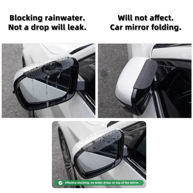 Rückspiegel Visier Seitenspiegel Regenschutz Kohlefaserspiegel Regenvisier  Rauchschutz Augenbrauenabdeckung Für PKW LKW SUV (geeignet Für Autospiegel)