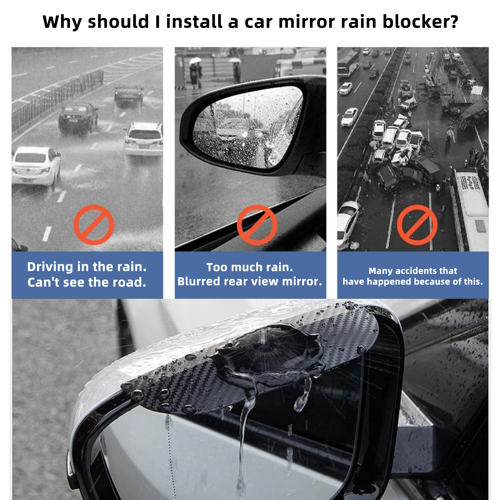 Rear View Mirror Visor Side Mirror Rain Guard Carbon Fiber Mirror Rain Visor  Smoke Guard Eyebrow Cover For Cars Truck Suv Suitable For Car Mirrors, High-quality & Affordable