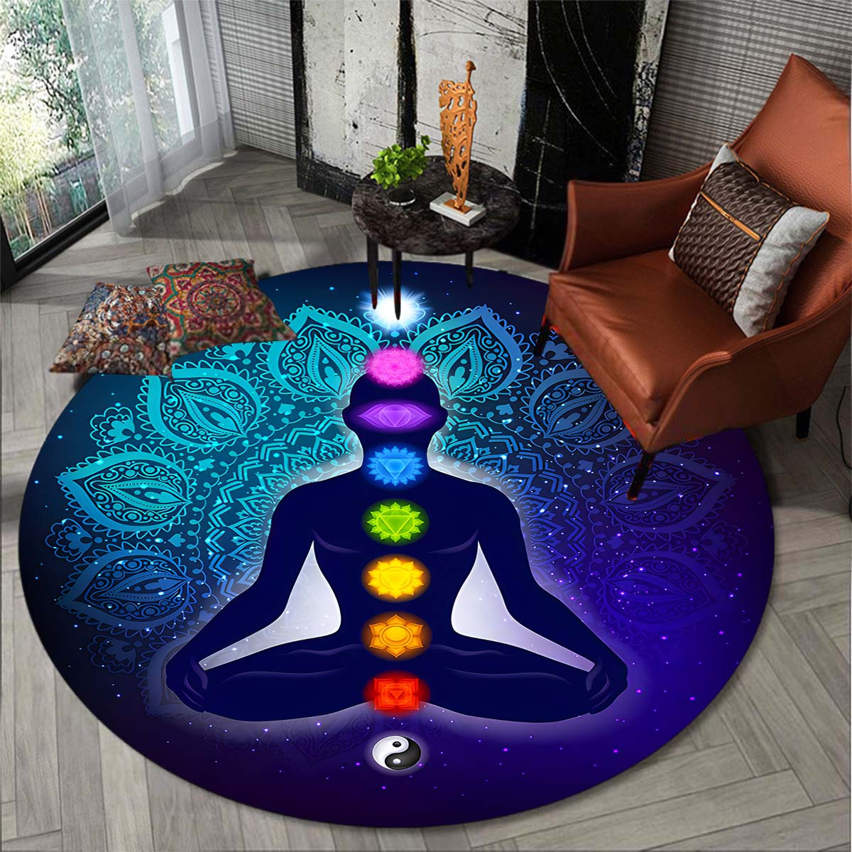Seven Chakra Area Rugs Anti slip Mandala Floor Mat Washable - Temu