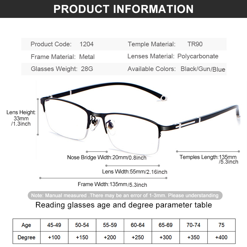 1pc Mens Smart Photochromic Progressive Multifocal Glasses Unisex ...