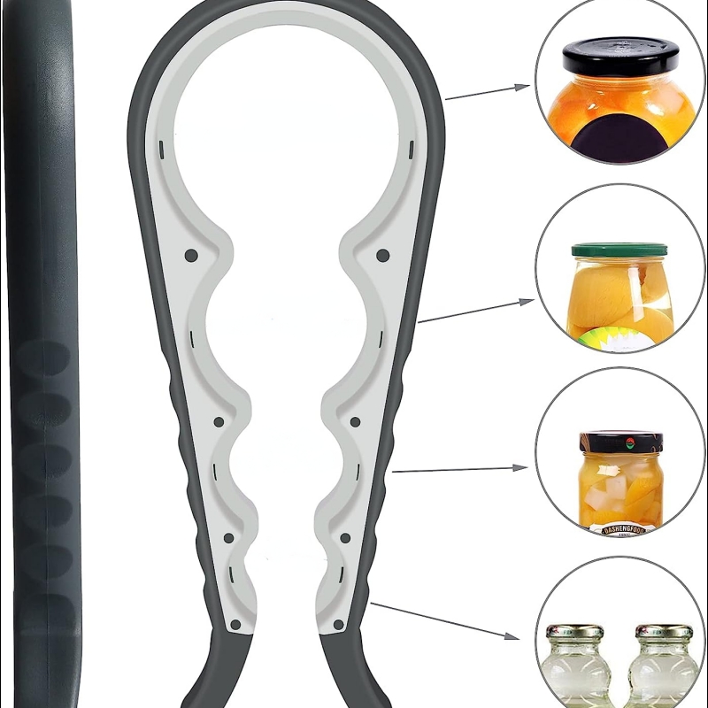 MEYUEWAL Jar Opener, 5 in 1 Multi Function Can Opener Bottle Opener Kit  with Silicone Handle Easy to Use for Children, Elderly and