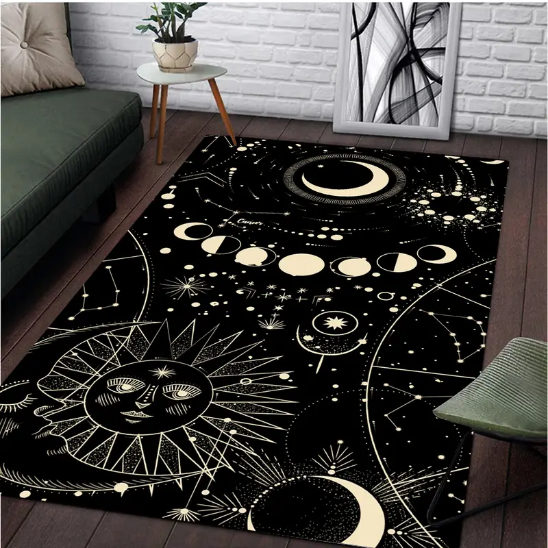 Black Golden Moth Area Rug Pentagram Moon Carpet For Living Temu United Arab Emirates