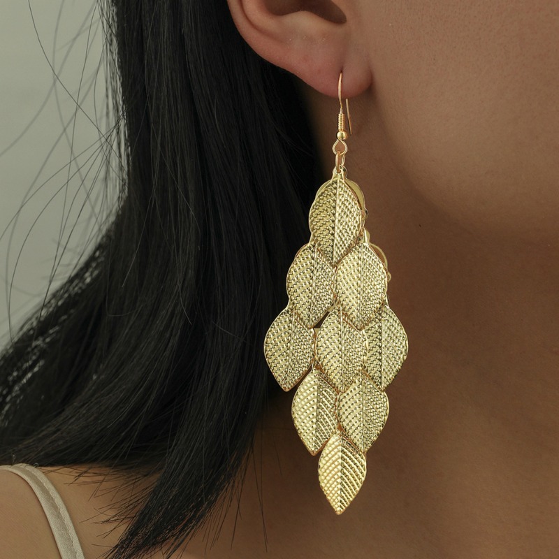 Delicate Fine 14K Real Gold Plated Geometric Tassel Earrings 