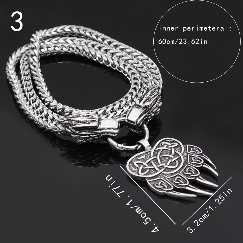 Viking Wolf Claw Necklace Dragon Hammer Pendant Necklace - Temu