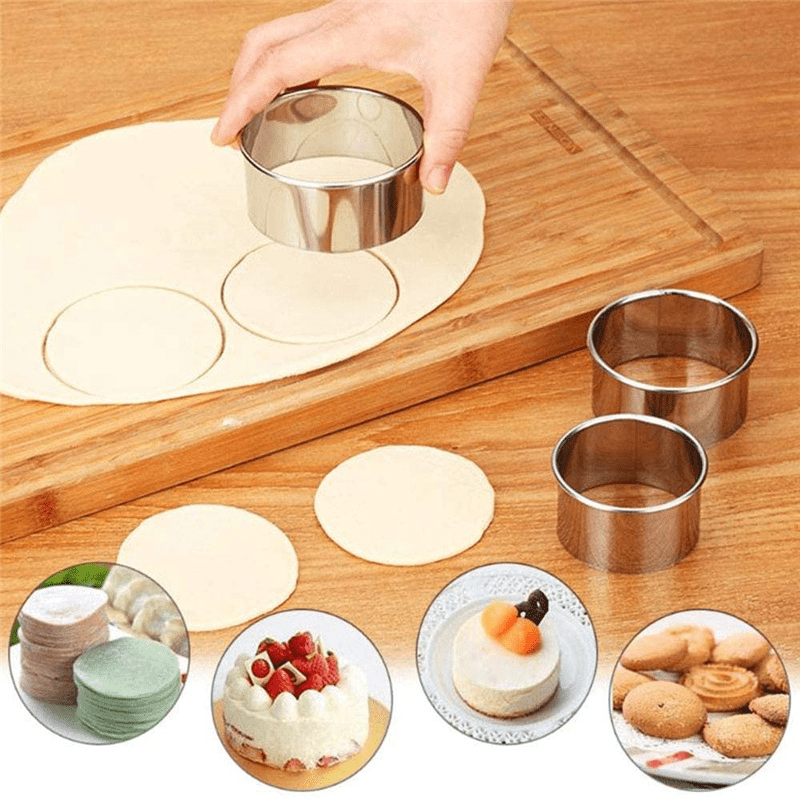 12PCS Stainless Steel Biscuit Mold Dumpling Skin Cutting Mold DIY Biscuit  Pastry Cake Baking Tools Kitchen Baking Gadget