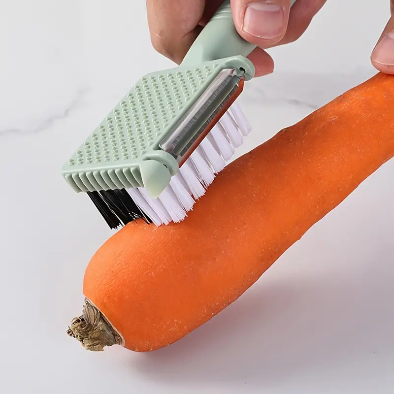 Multifunctional Fruit & Vegetable Cleaning Brush Peeler Three-in