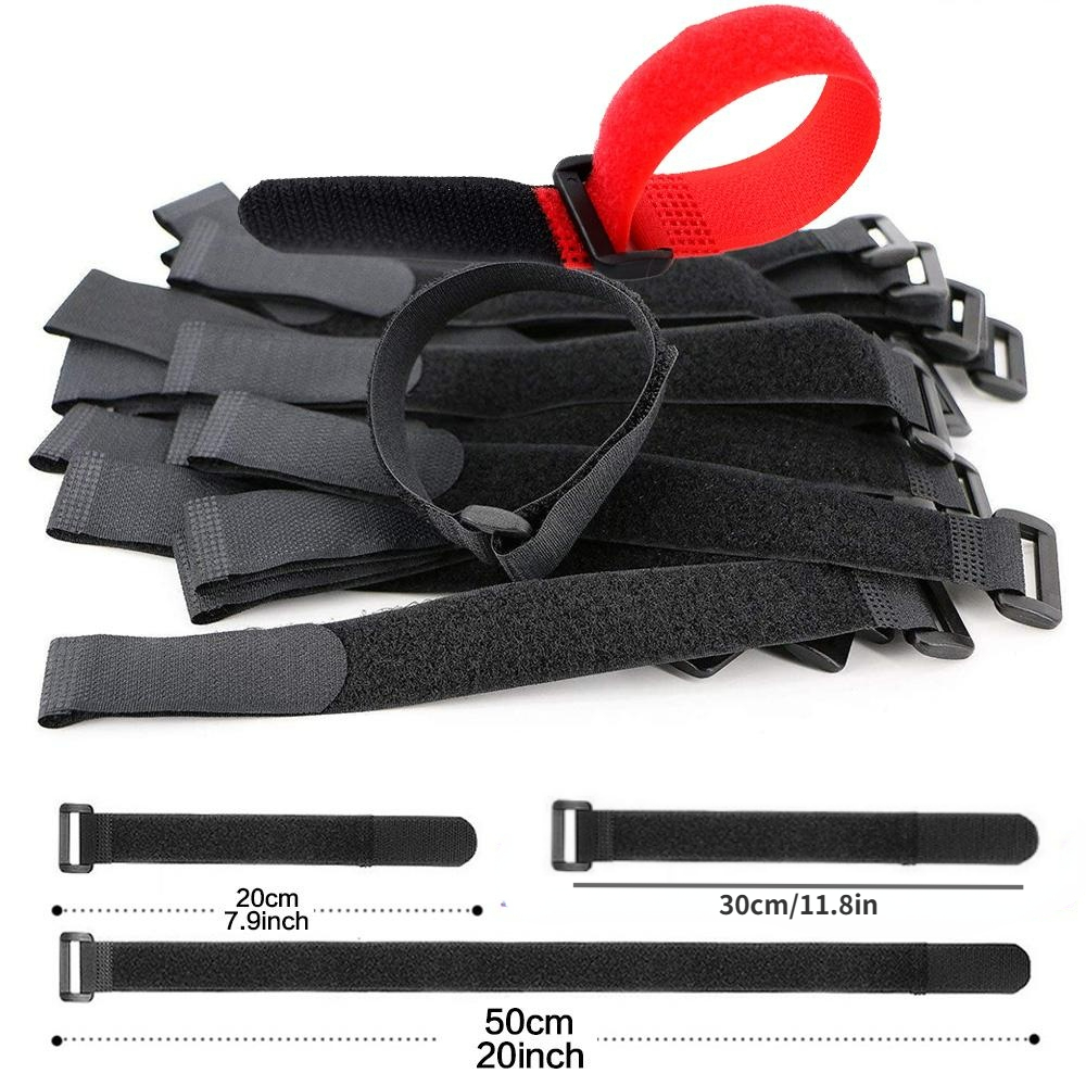 

10pcs/20pcs Nylon Hook & Loop Strap Cable Durable Self-adhesive Bike Tie, Reusable Fastening Nylon Cable, Length 20cm/7.9in, 50cm/20.0in Optional