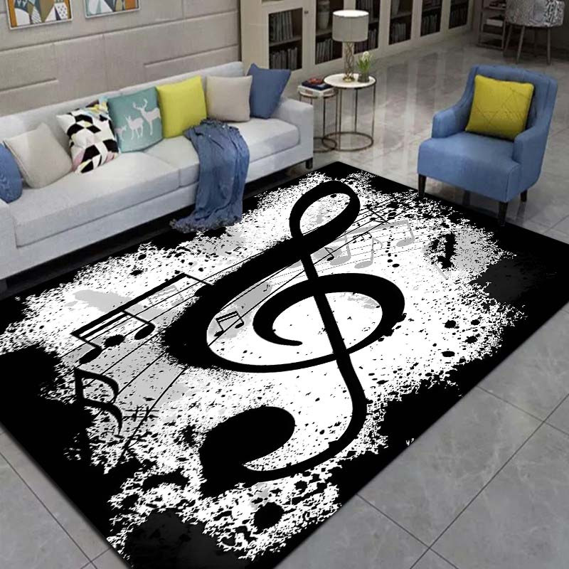 1pc Music Notes Pattern Rug, Modern Polyester Carpet For Home