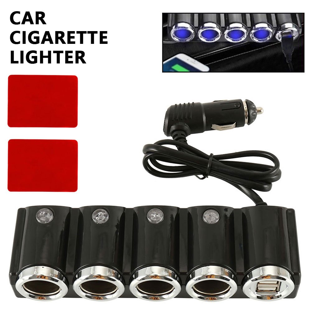 3 Way Universal Car Cigarette Lighter Socket Splitter Led Dual Usb