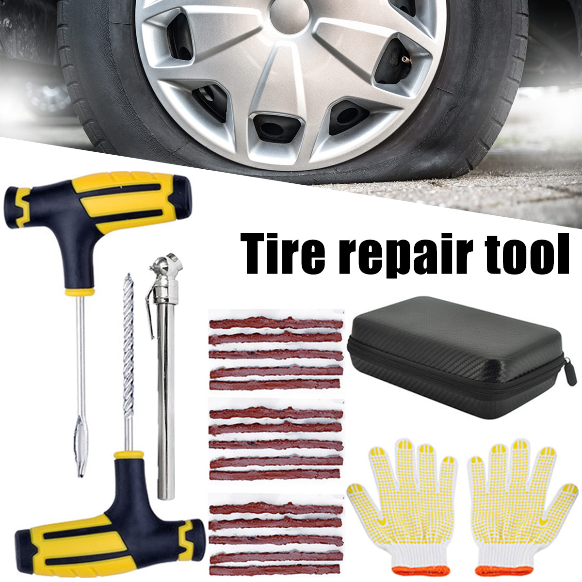 Tubeless Tyre Puncture Repair Kit Tool Auto Tire Plug Kit - Temu