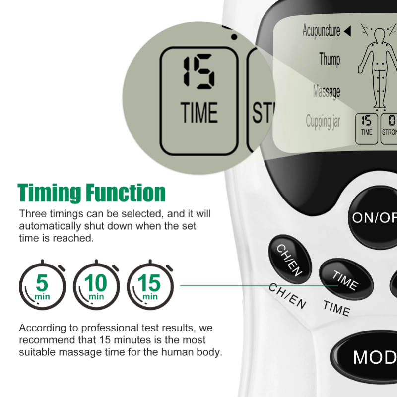 KITU electroestimulador muscular, tens electroestimulador, relajante  muscular, estimulador muscular,tens, corporal con 8 tipos de masajes y 19